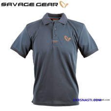 Футболка Savage Gear Simply Savage 3-Stripes Polo Shirt размер M тёмно-синяя